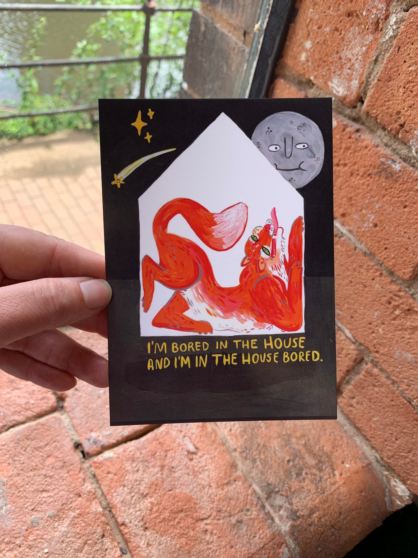 Bored in the house bored fox postcard A6 - Fernandes Makes