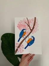 Pair of Tits on Cherry Blossom - Tit bird Nature print - Animal Illustration, Bird Painting Wall Art, Nature-Themed Home Decor - Fernandes Makes