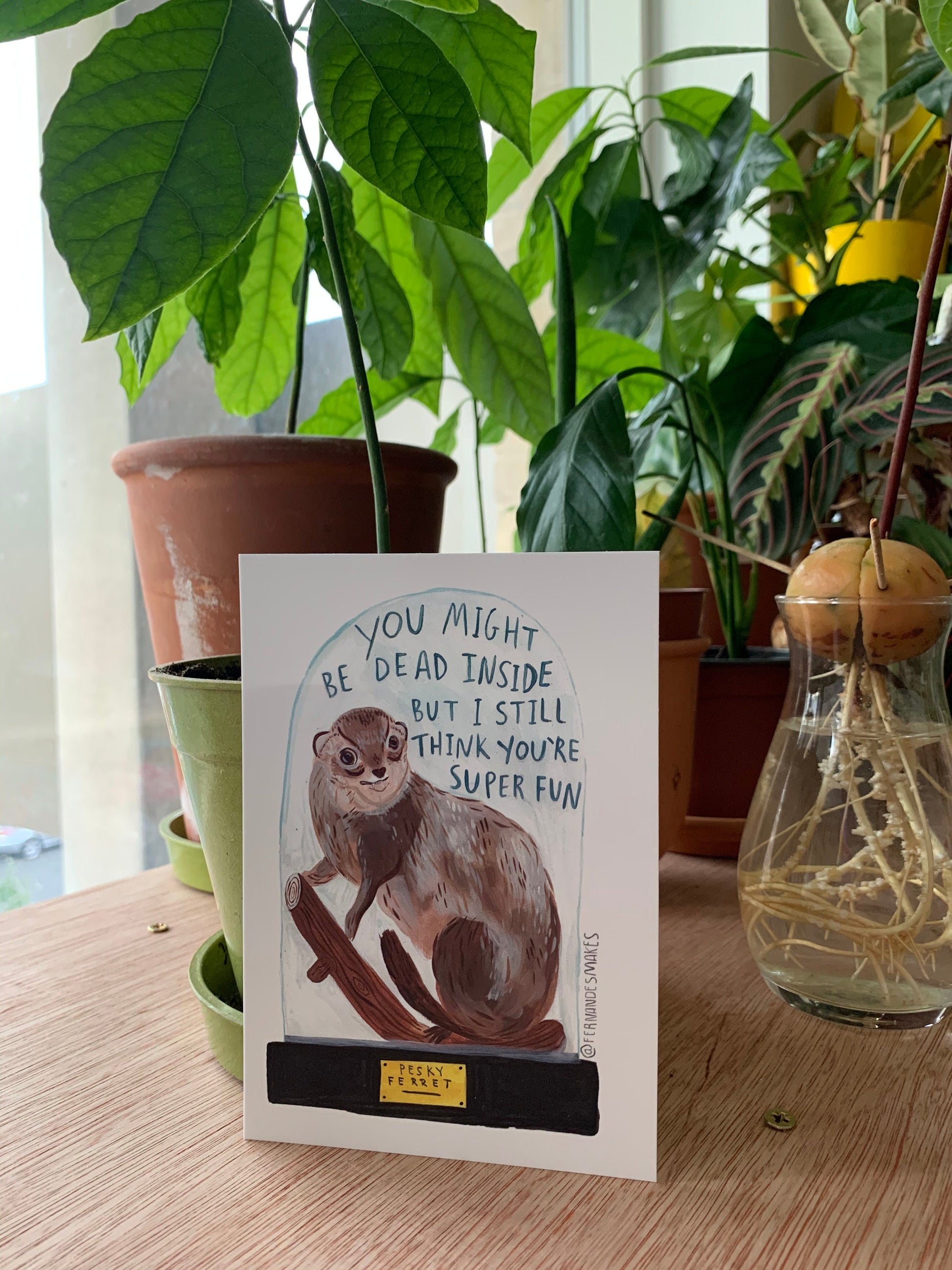 Dead Inside but still super fun, funny postcard A6. / mini art print - Fernandes Makes