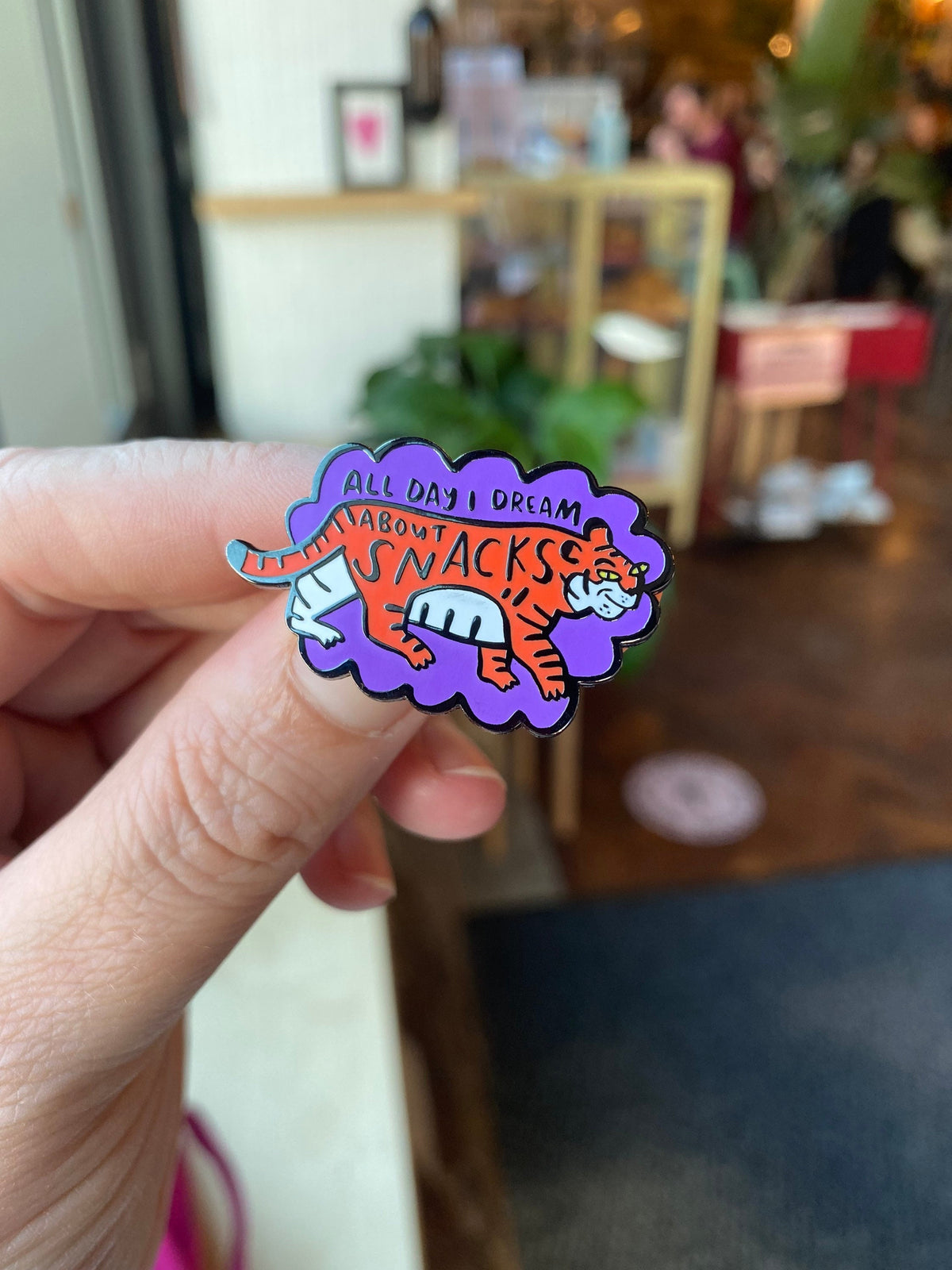 All day I dream about snacks Tiger - illustrated enamel pin / brooch / lapel pin - Fernandes Makes