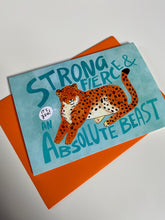Strong, fierce and an absolute beast Leopard / Jaguar - Motivational A6 Greeting card - Big Cat wildlife animal illustration - Fernandes Makes